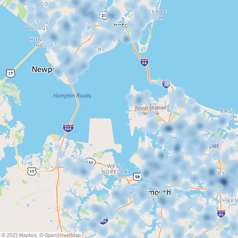 HRT demand density heat map